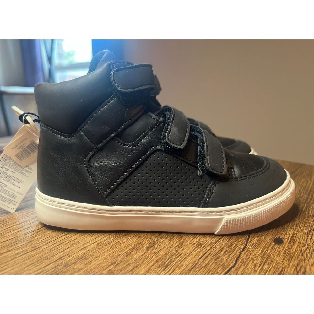 babyGap GAP Kids High Top Sneakers Black Velcro Strap Shoes Toddler Size 10 NWT